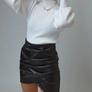 Black Vegan Faux Leather Mini Skirt
